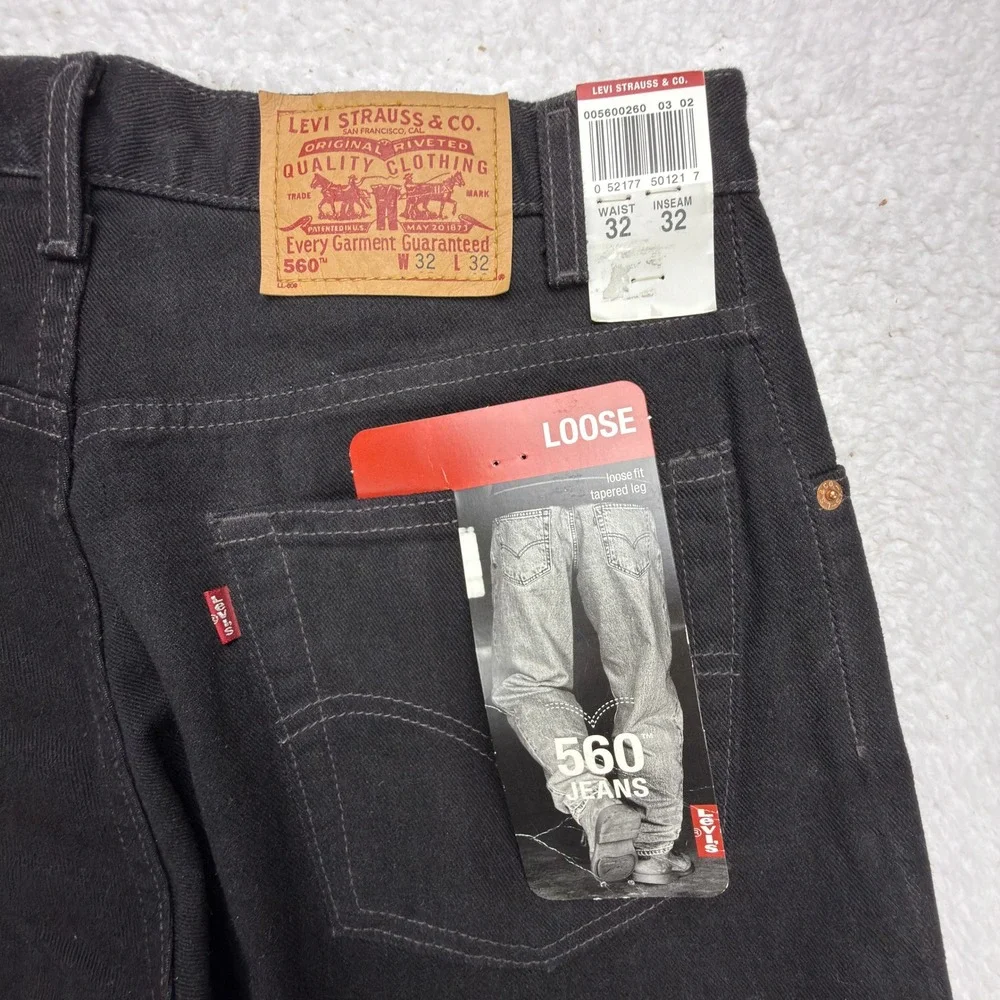 Vintage Levis 560 Loose Fit Tapered Leg Jeans Mens 32x32 Black Denim NWT NOS